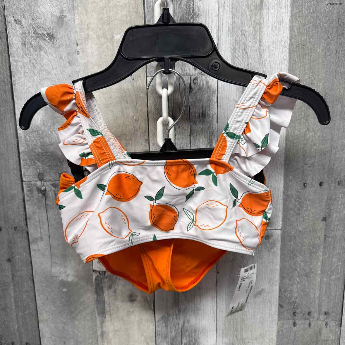 Size 5 White/Orange Shein Swim Suit - 2pc+ - OodlesCB