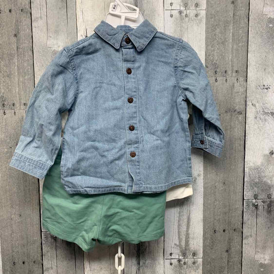 Size 12 Months White/Green B Brand Shirt/Shorts