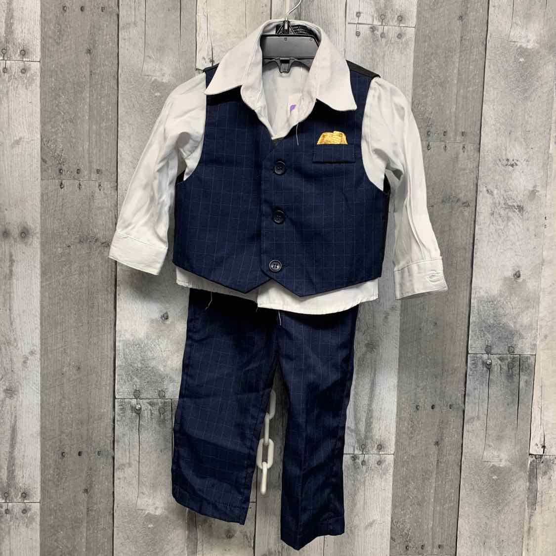 Size 18 Months White/Navy B Brand 2pc+ Suit