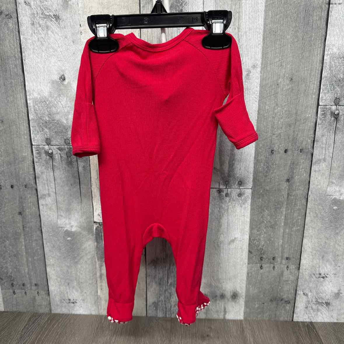 Size Newborn Red Bamboo Footy PJs