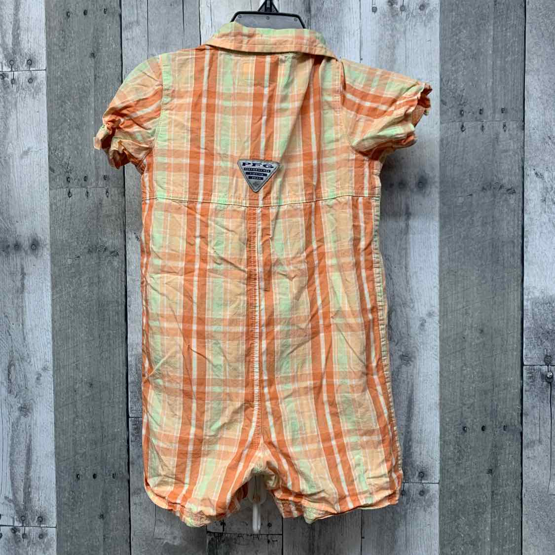 Size 18-24 Months Orange Plaid Columbia Sportswear Romper - OodlesCB