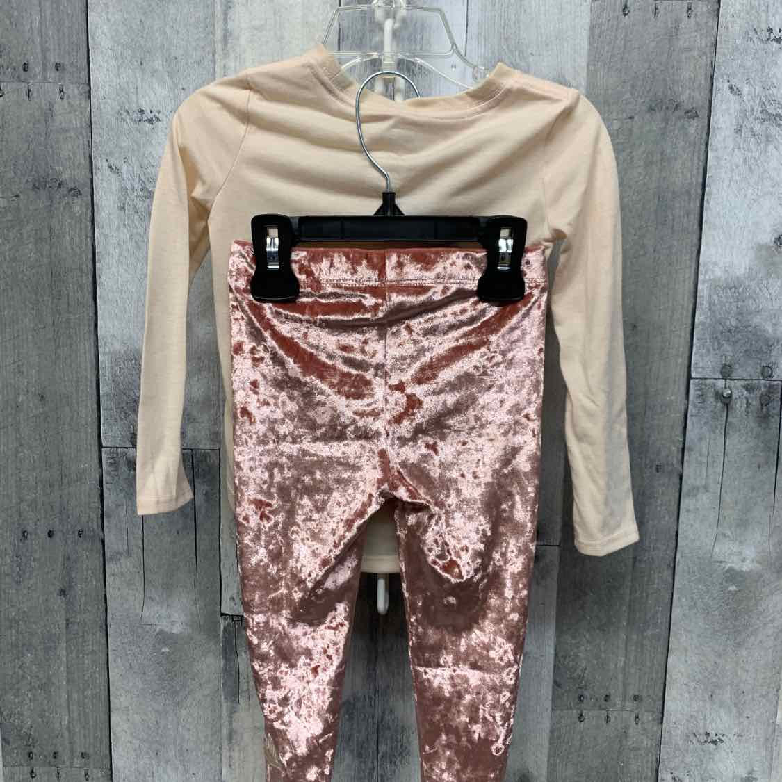 Size 2T Tan/Pink Sport Brand Shirt/Leggings
