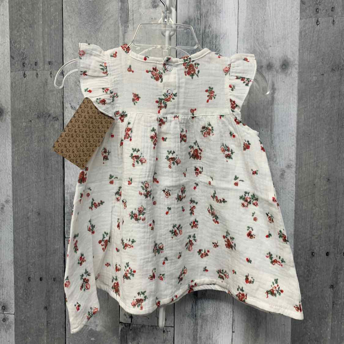 Size 3-6 Months White Print B Brand Dress