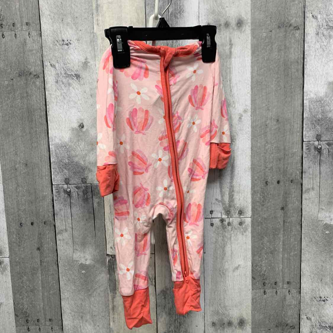 Size 0-3 Months Pink Print Bamboo Footy PJs