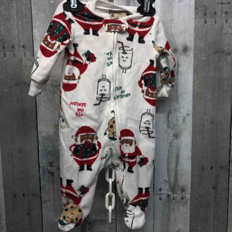 Size 3 Months White Print Carter's Footy PJs