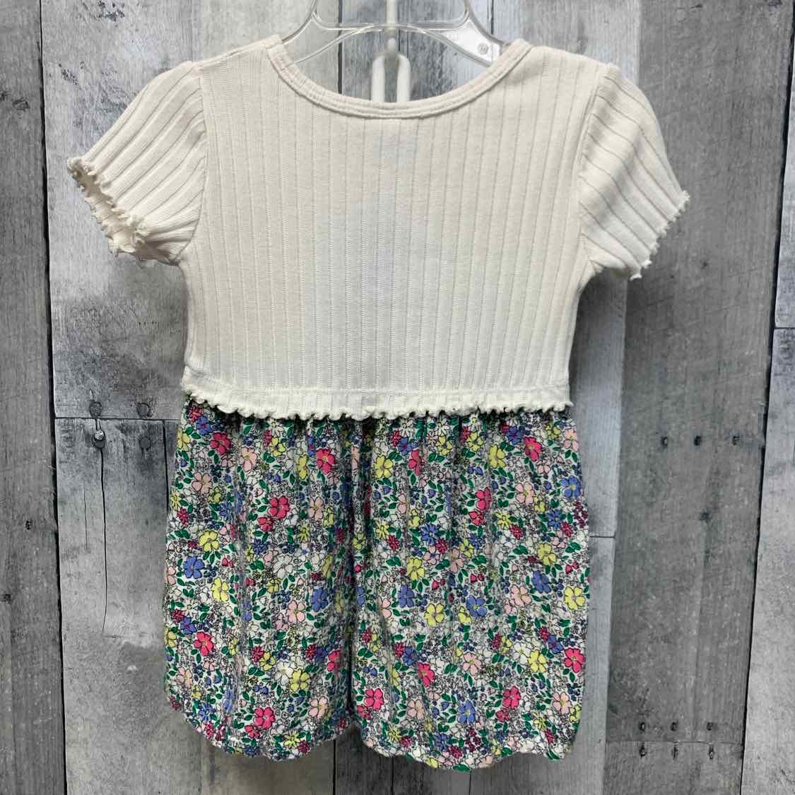 Size 12-18 Months White Floral Print Old Navy Dress - Knit
