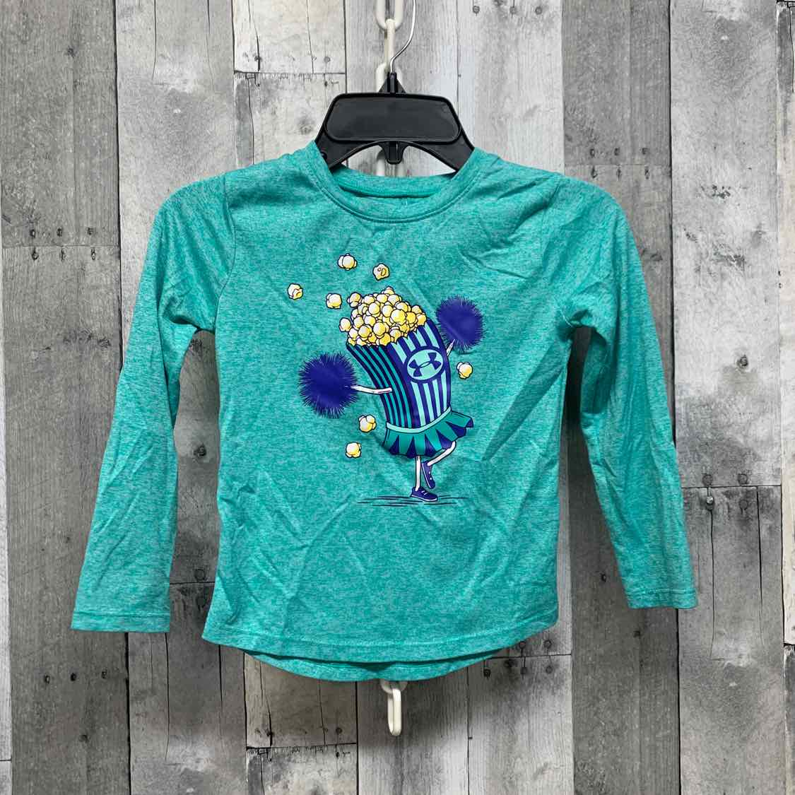 Size 4 Teal Graphic Sport Brand Long Sleeve Shirt