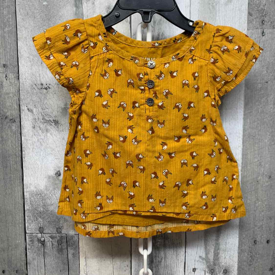 Size 18 Months Yellow Print Osh Kosh Short Sleeve Shirt