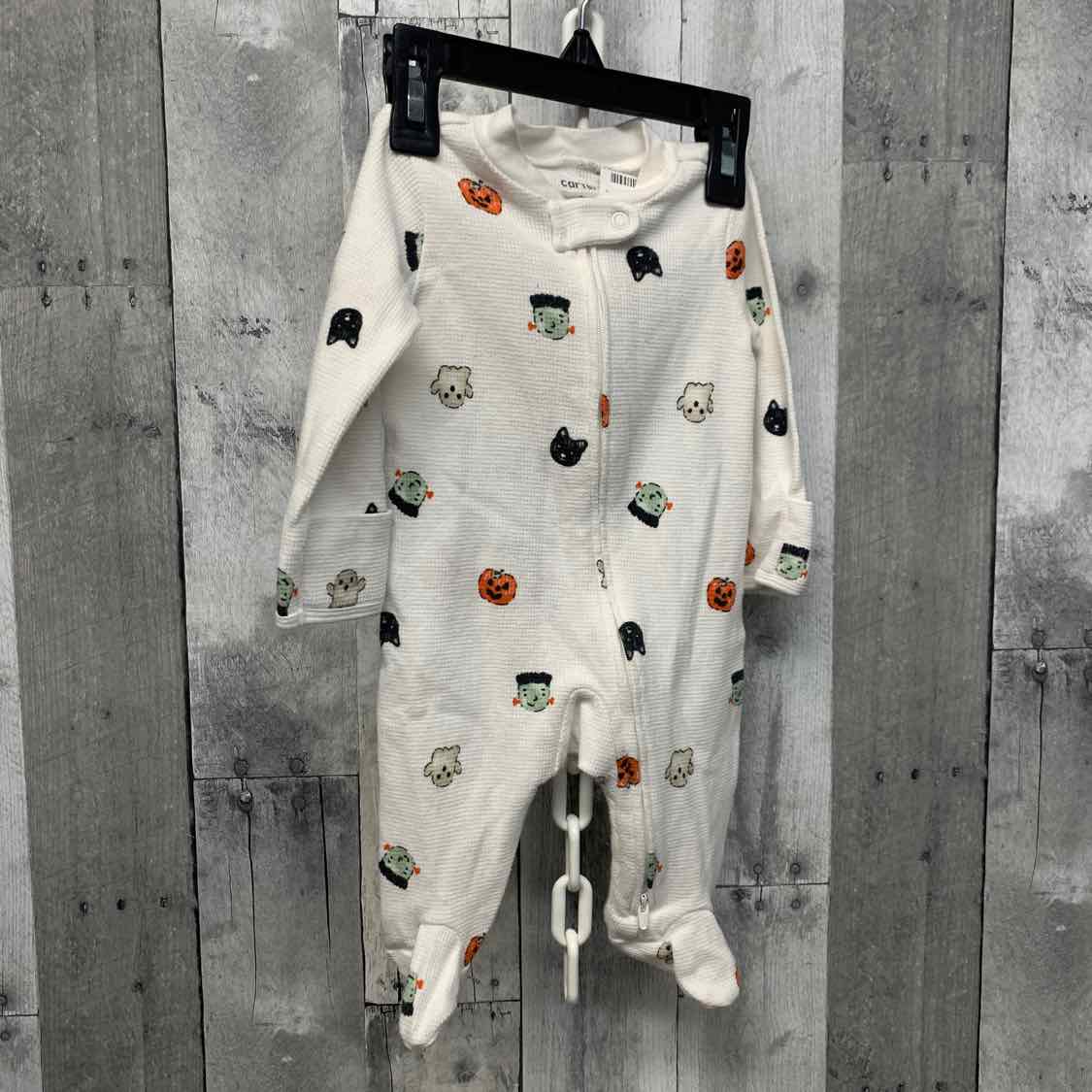 Size 3 Months White Graphic Carter's Footy PJs