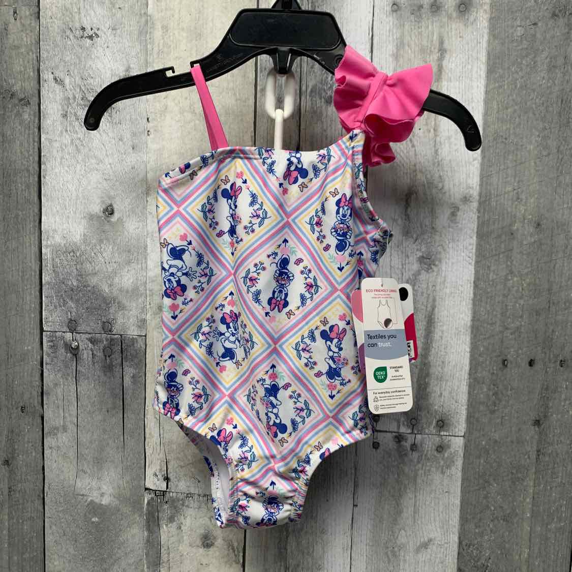 Size 12 Months Pink/Navy Disney Swim Suit - 1pc