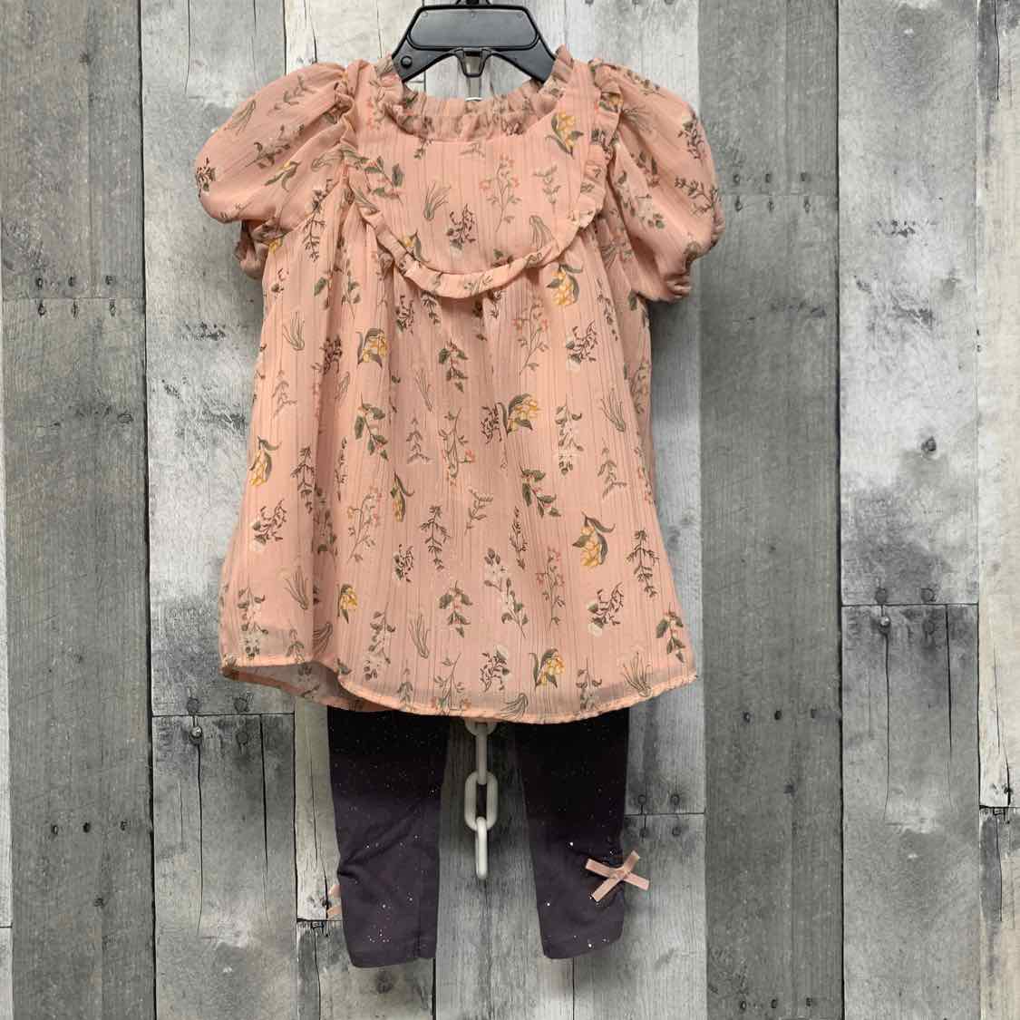 Size 2T Pink/Gray Mid Brand Shirt/Leggings - OodlesCB