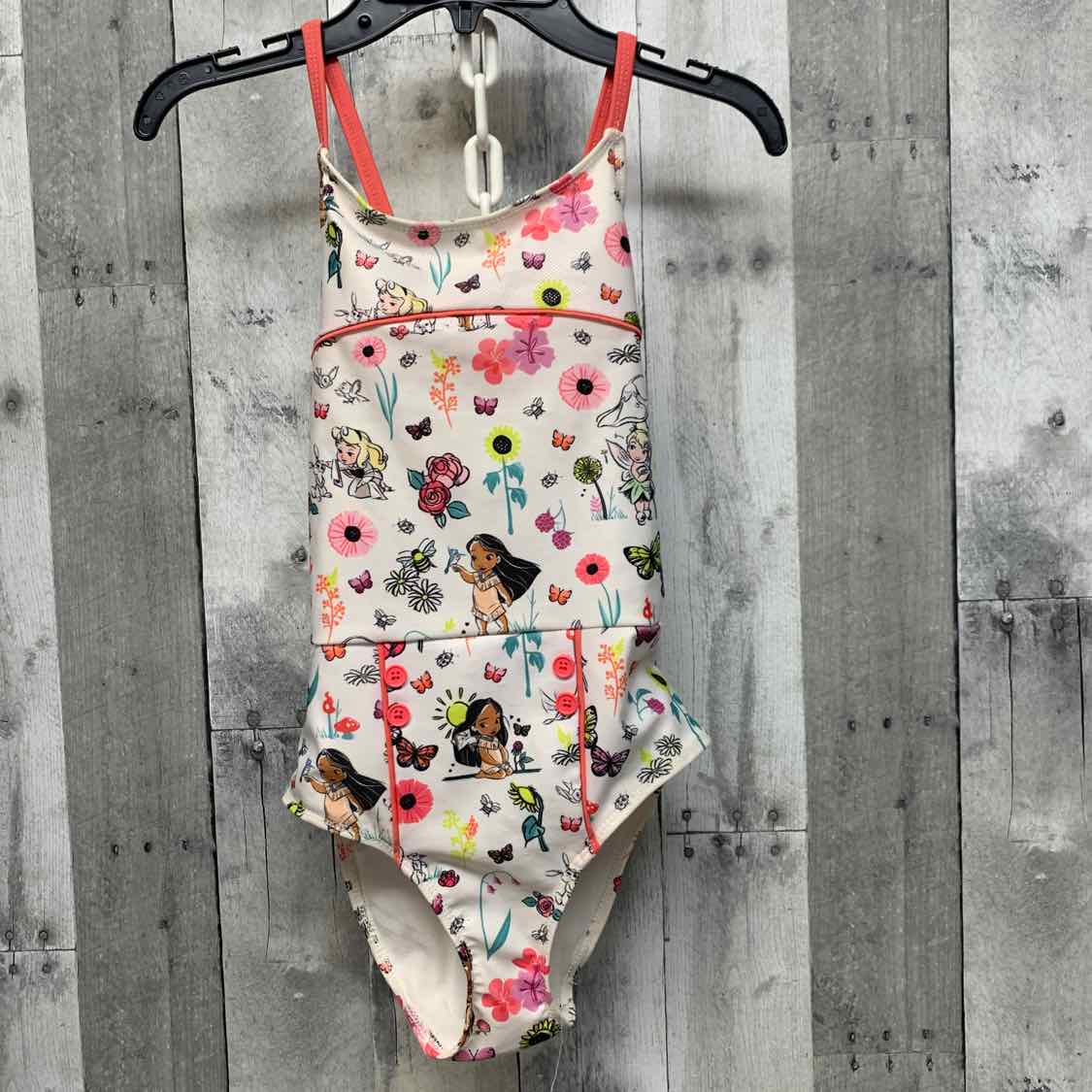 Size 9/10 White/Pink Disney Collection Swim Suit - 1pc