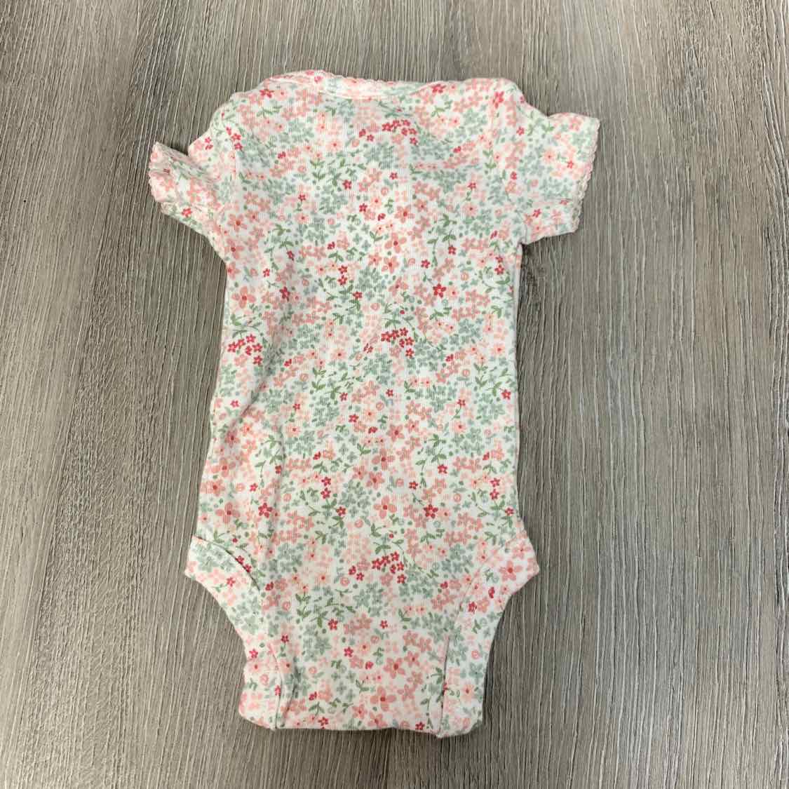 Size Preemie White Floral Print Carter's Bodysuit - OodlesCB