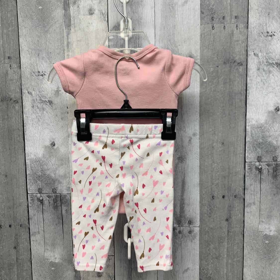 Size 0-3 Months Pink/White B Brand Shirt/Leggings