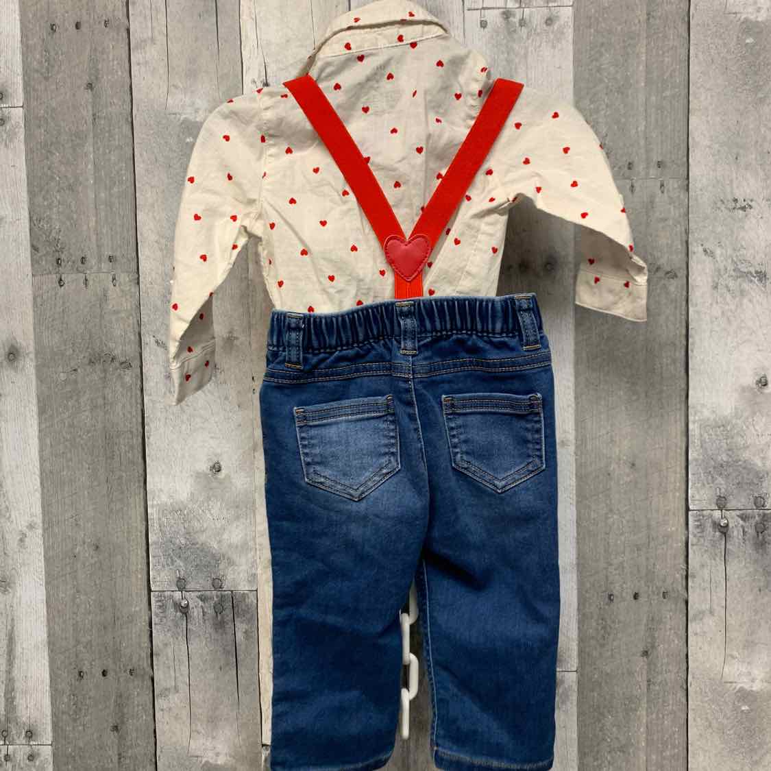 Size 6-9 Months Denim/Red Cat & Jack Shirt/Pants