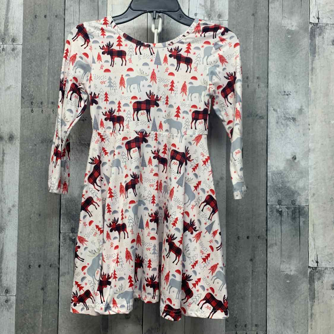 Size 5/6 White/Red Boutique Brand LS Dress