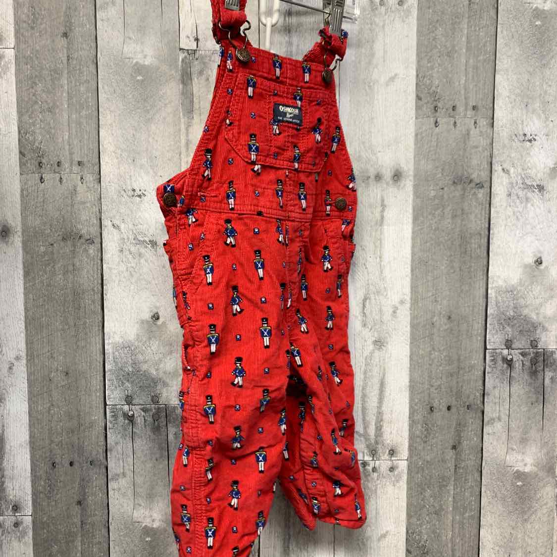 Size 18 Months Red Print Osh Kosh Overalls