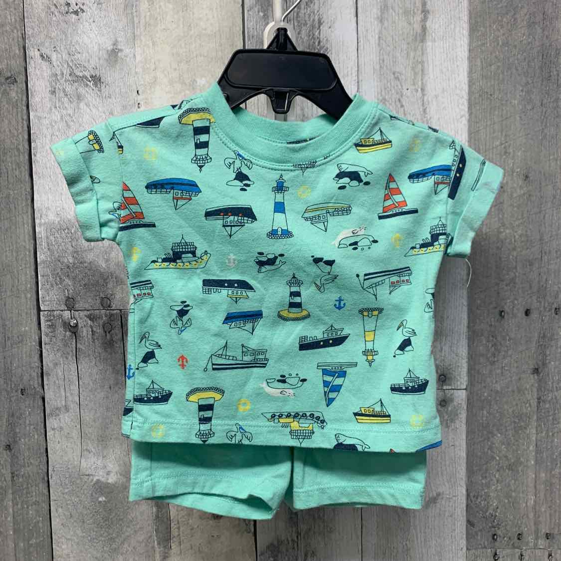 Size 0-3 Months Gray/Teal B Brand Romper