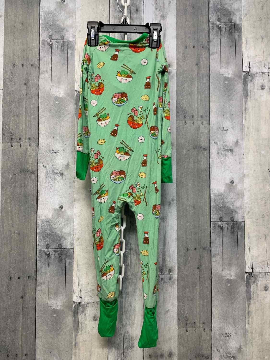 Size 2T Green Print Bamboo Footy PJs