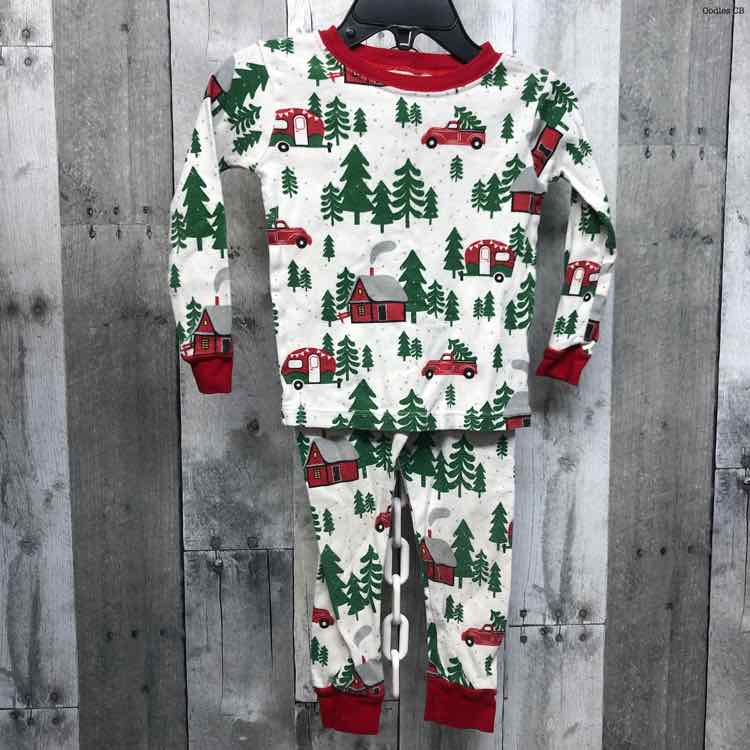 Size 2T White Print Holiday Brands 2pc PJs