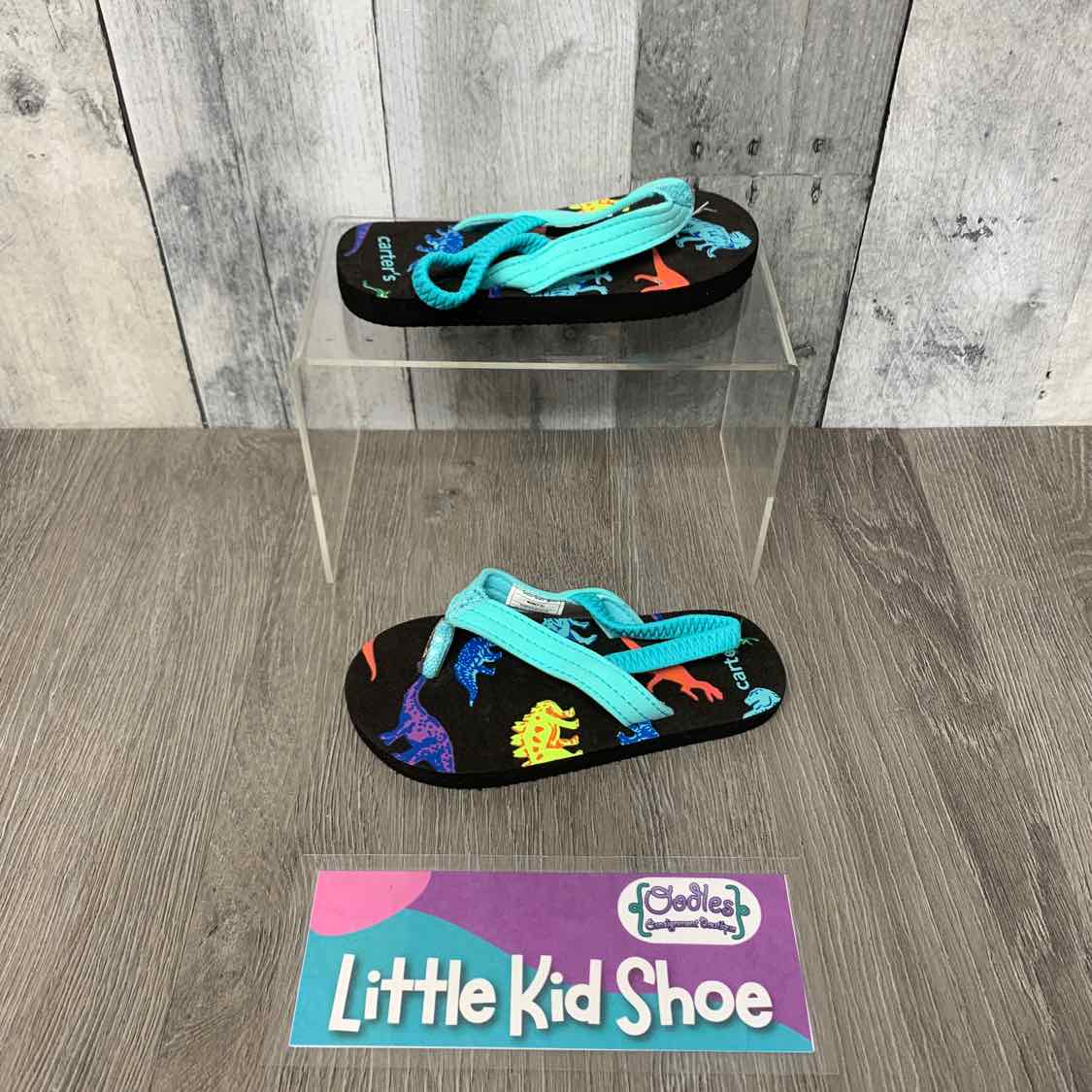 Size 7/8 Black/Blue Carter's Flip Flops