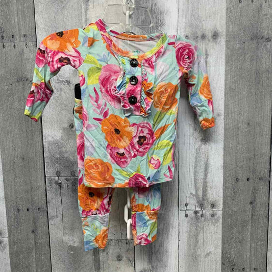 Size 3 Months Pink/Teal Bamboo Shirt/Leggings