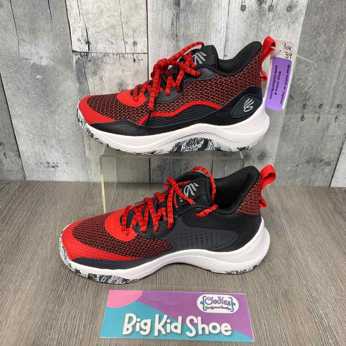 Size 4.5 Black/Red Sport Brand Sneakers