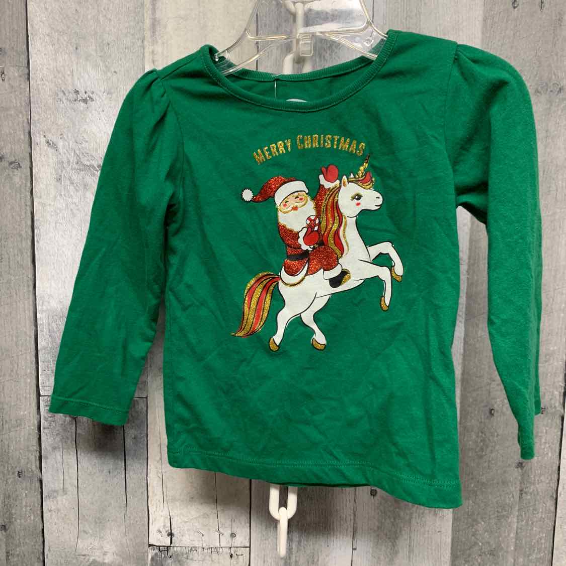 Size 2T Green Graphic Holiday Brands Long Sleeve Shirt