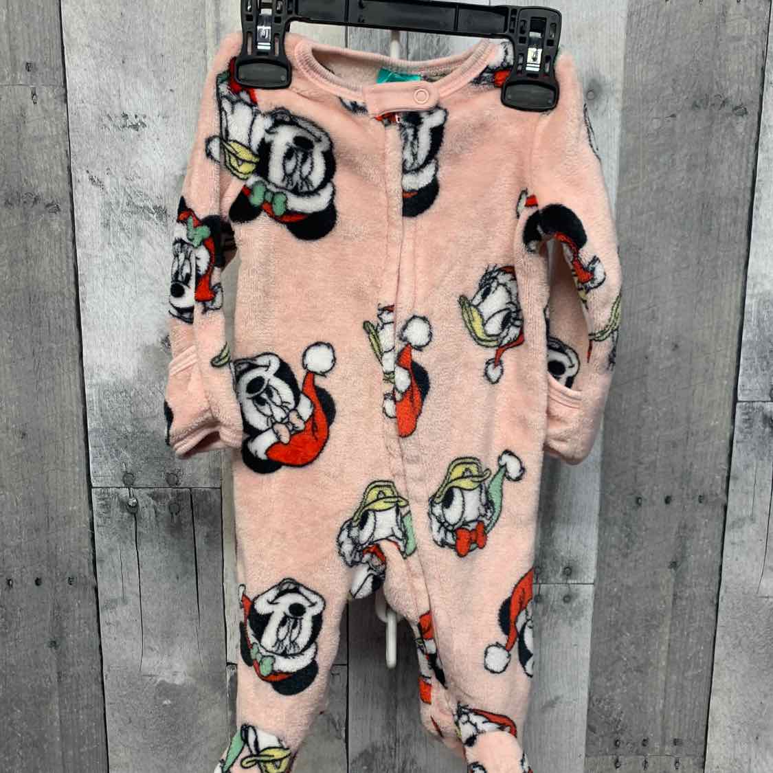 Size 0-3 Months Pink Print Disney Footy PJs