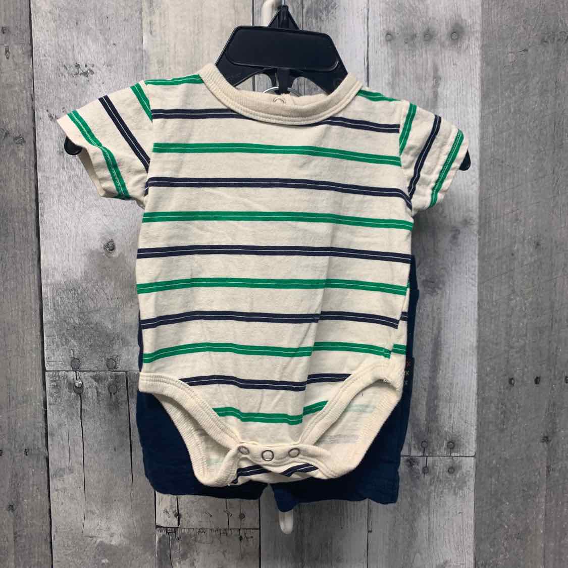 Size 0-3 Months Tan/Navy Mid Brand Shirt/Shorts