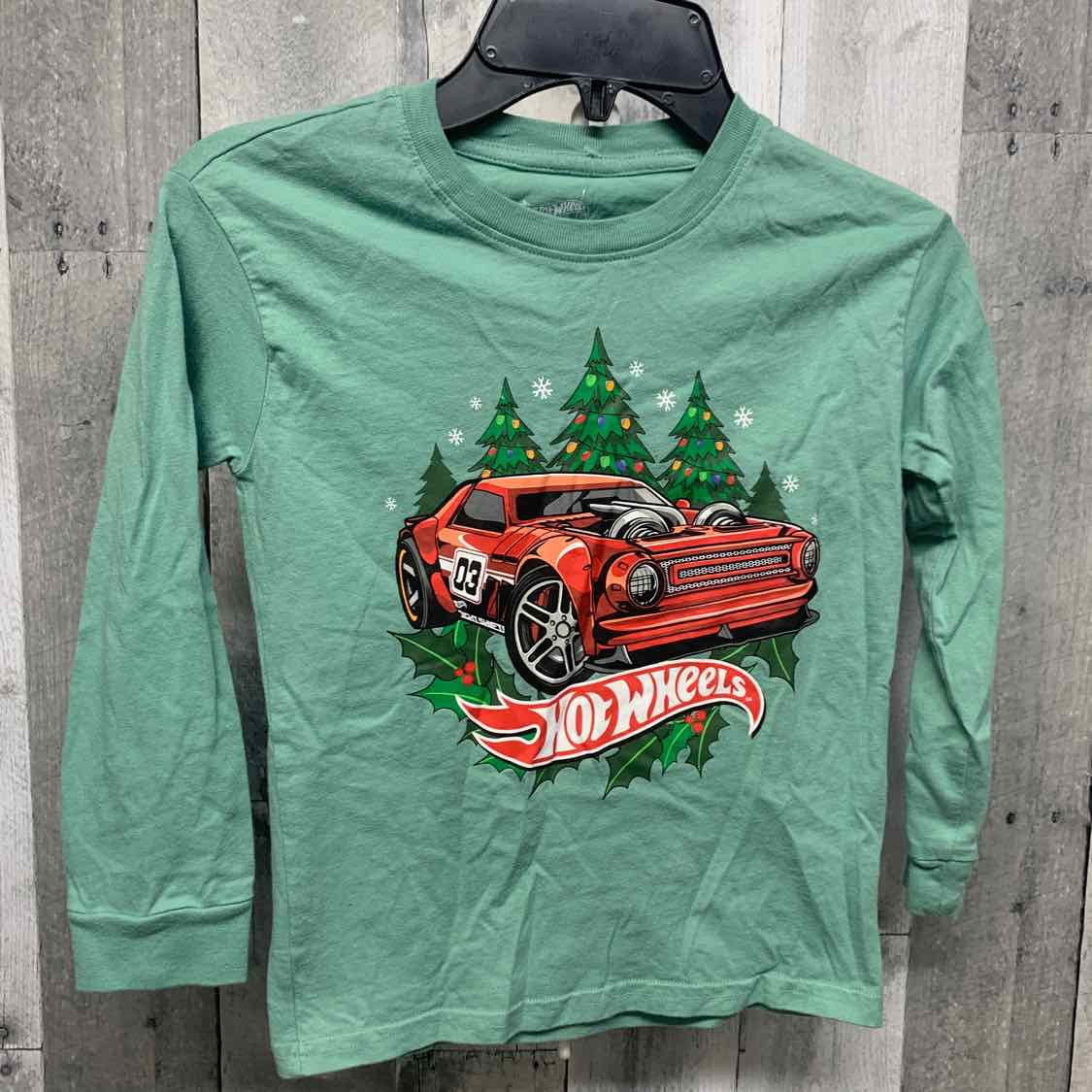 Size 5T Green Graphic Hot Wheels Long Sleeve Shirt
