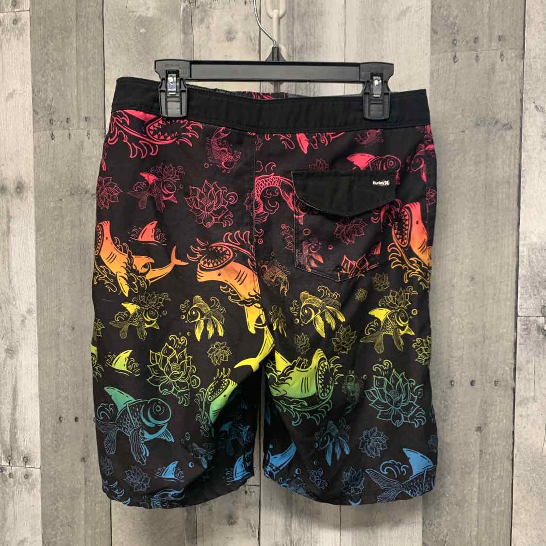 Size 14 Black/Pink Hurley Swim Trunks - OodlesCB