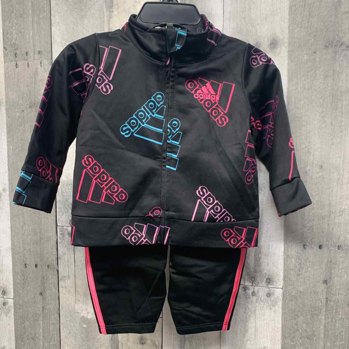 Size 6 Months Black Print Sport Brand Jacket/Pants