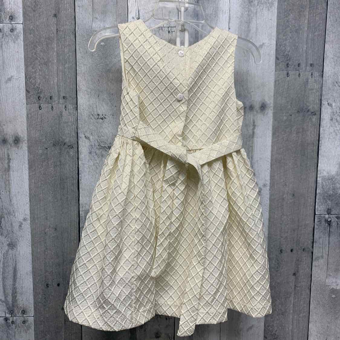 Size 3T White/Gold Nannette Dress - Party