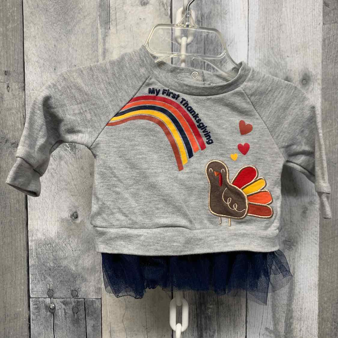 Size 0-3 Months Gray Graphic Holiday Brands Long Sleeve Shirt