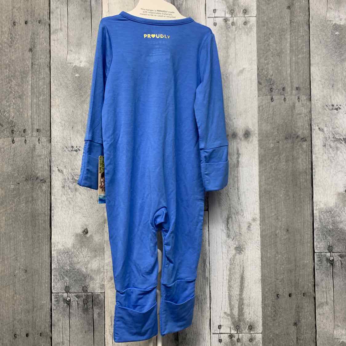 Size 3 Months Blue Bamboo Footy PJs - OodlesCB