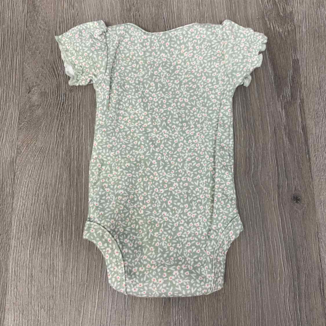 Size Preemie Green Floral Print Carter's Bodysuit