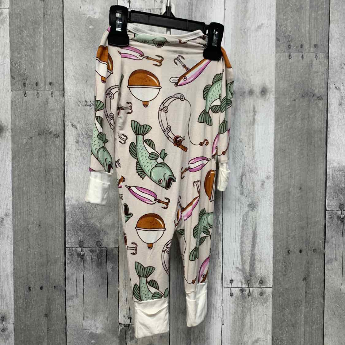 Size 0-3 Months Tan Print Bamboo Footy PJs