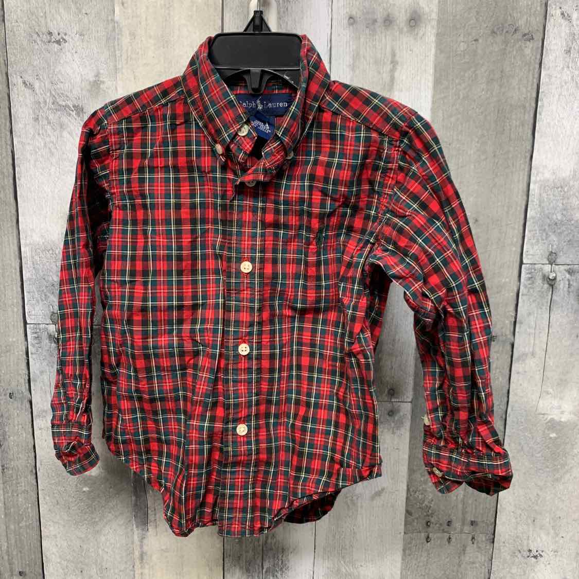 Size 2T Red Plaid Ralph Lauren LS Button Up