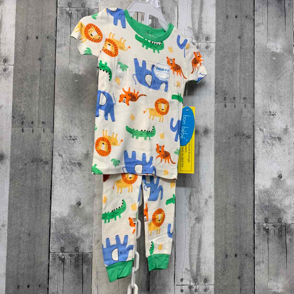 Size 18 Months White/Green Bon Bebe 2pc PJs - OodlesCB