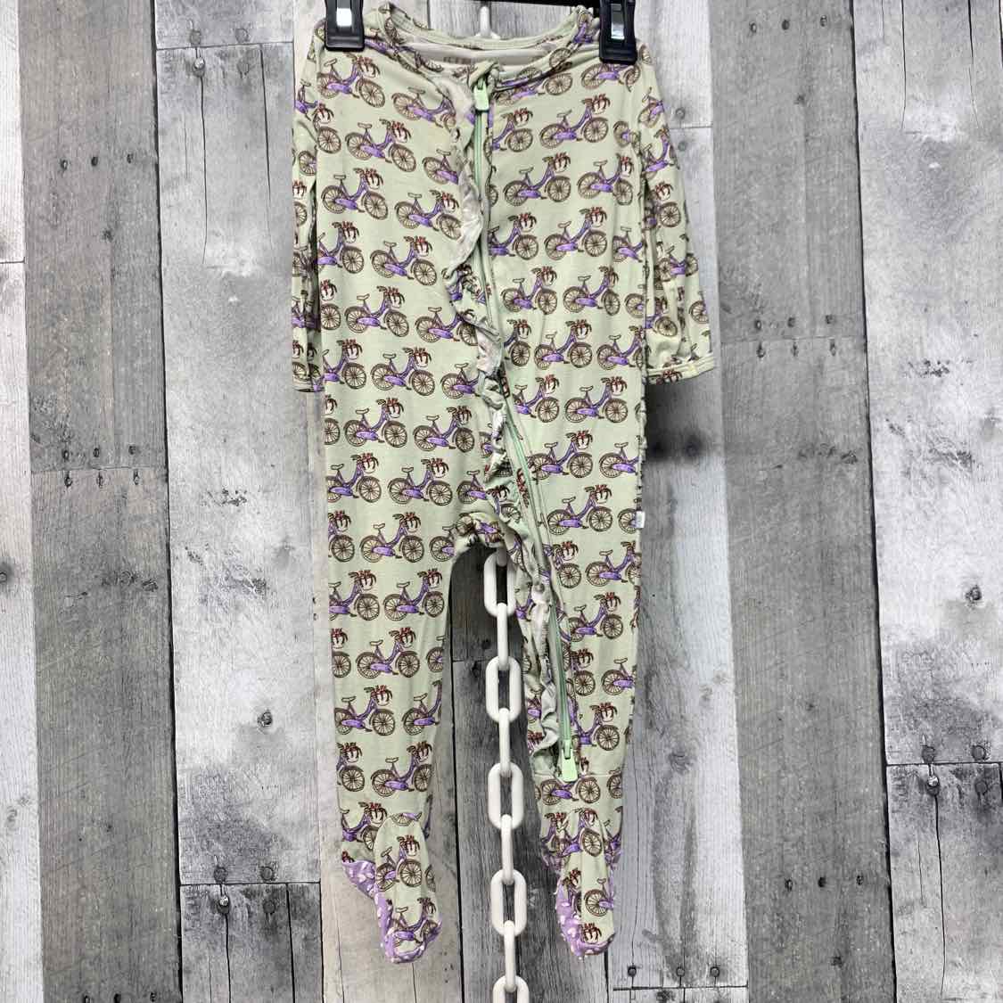 Size 3-6 Months Green/Purple Bamboo Footy PJs - OodlesCB