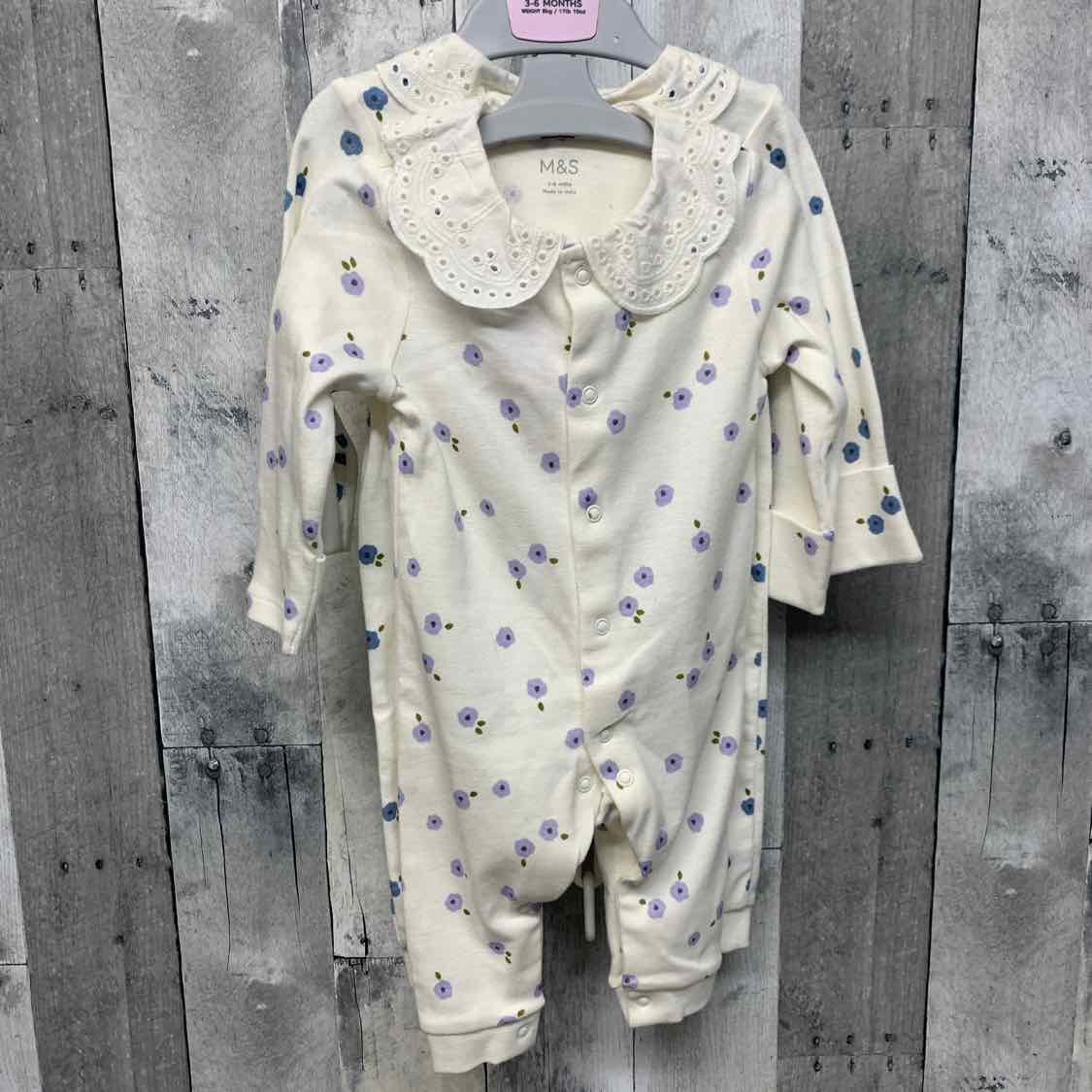 Size 3-6 Months White Floral Print B Brand Romper