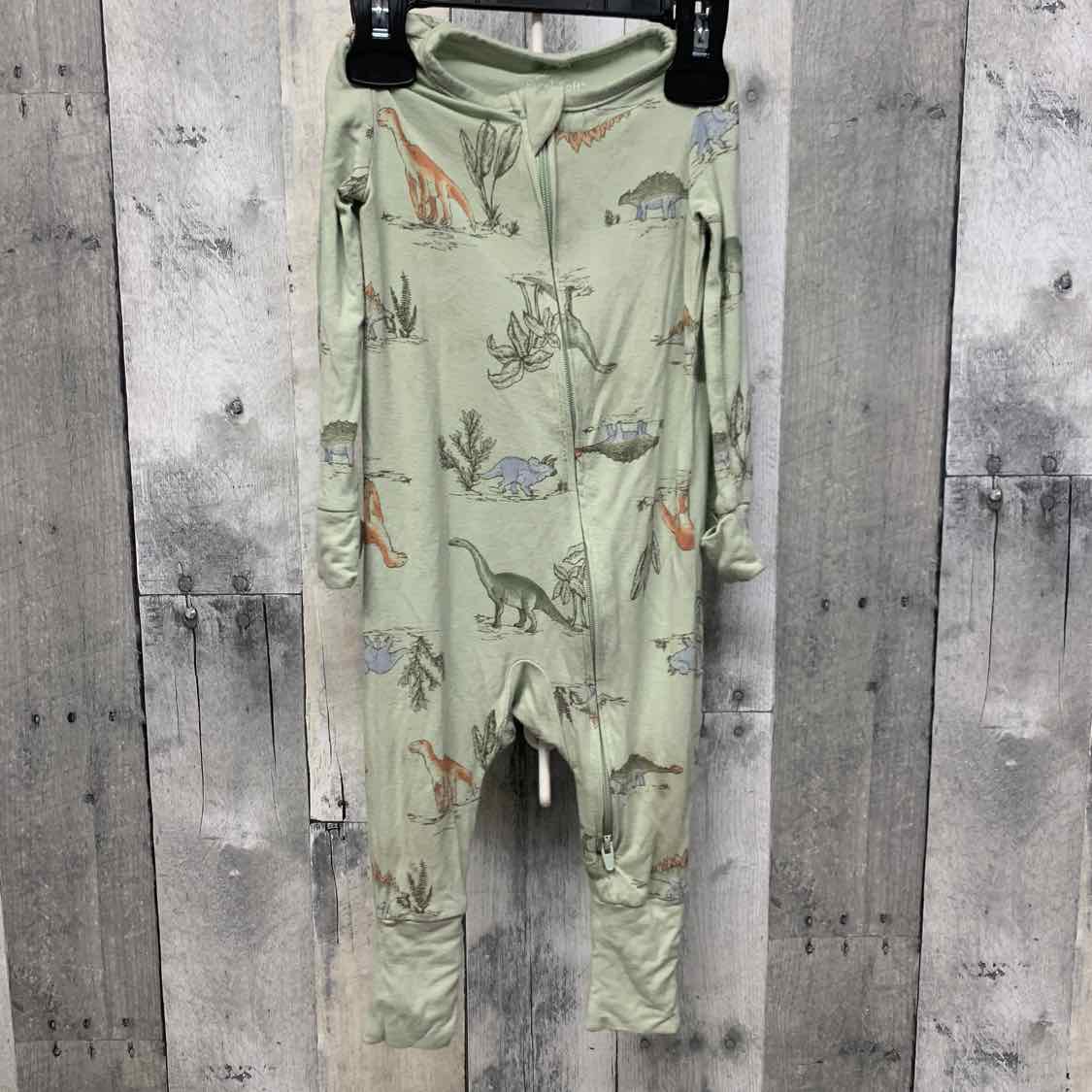 Size 6 Months Green Print Carter's Footy PJs