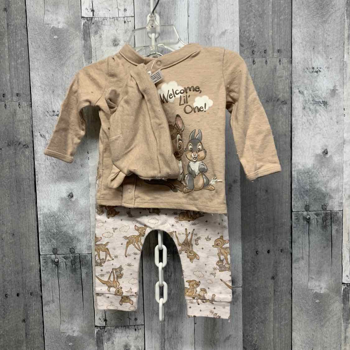 Size 3-6 Months Tan/White Disney Shirt/Pants