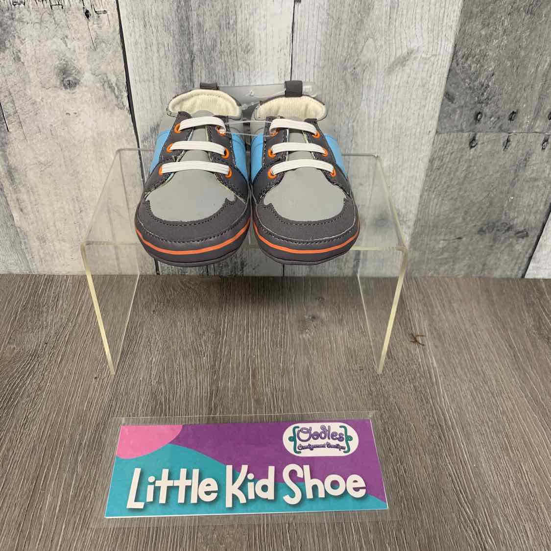 Size 3-6 Months Gray/Blue Child of Mine Soft Sole Shoes