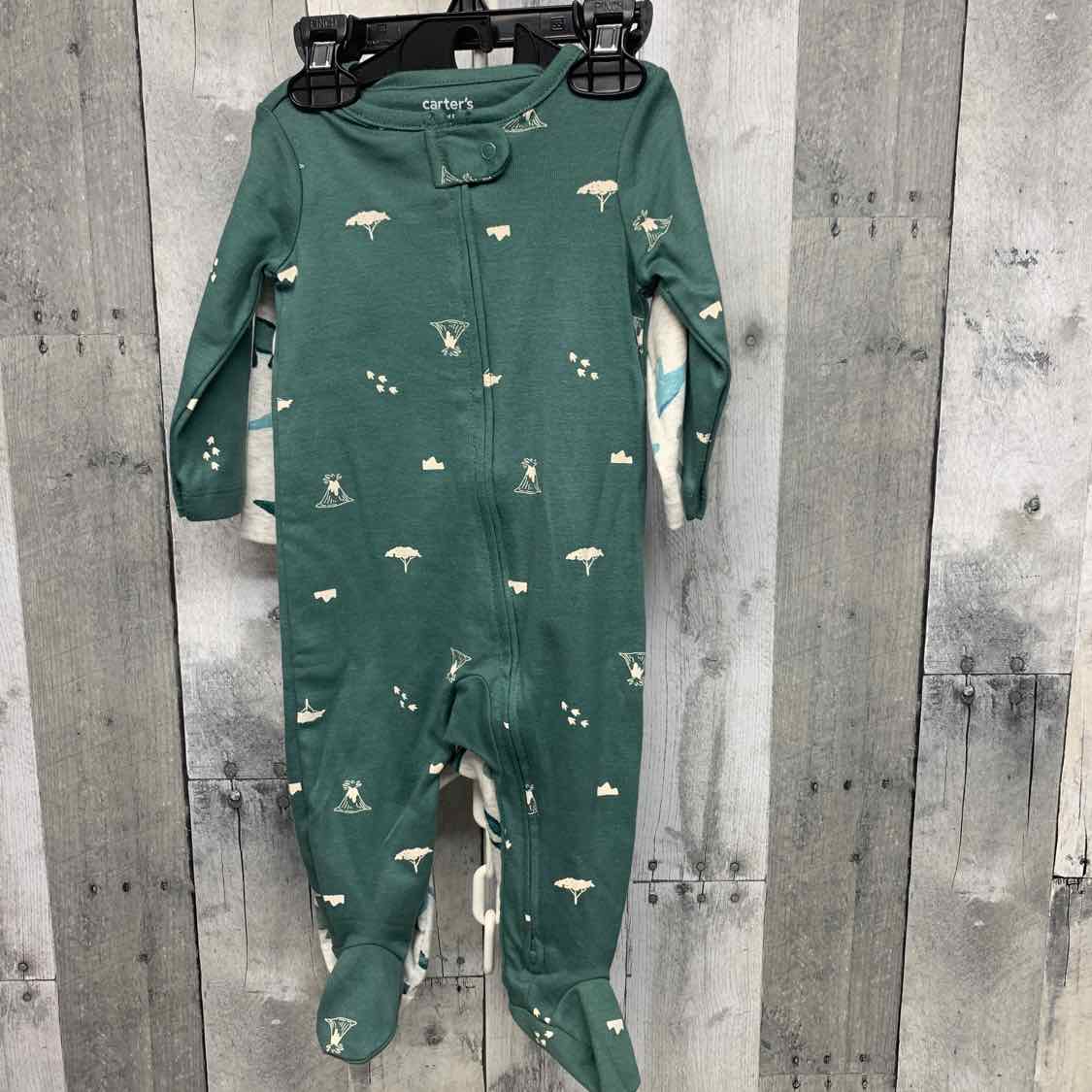 Size 3-6 Months Green/Gray Child of Mine Footy PJs