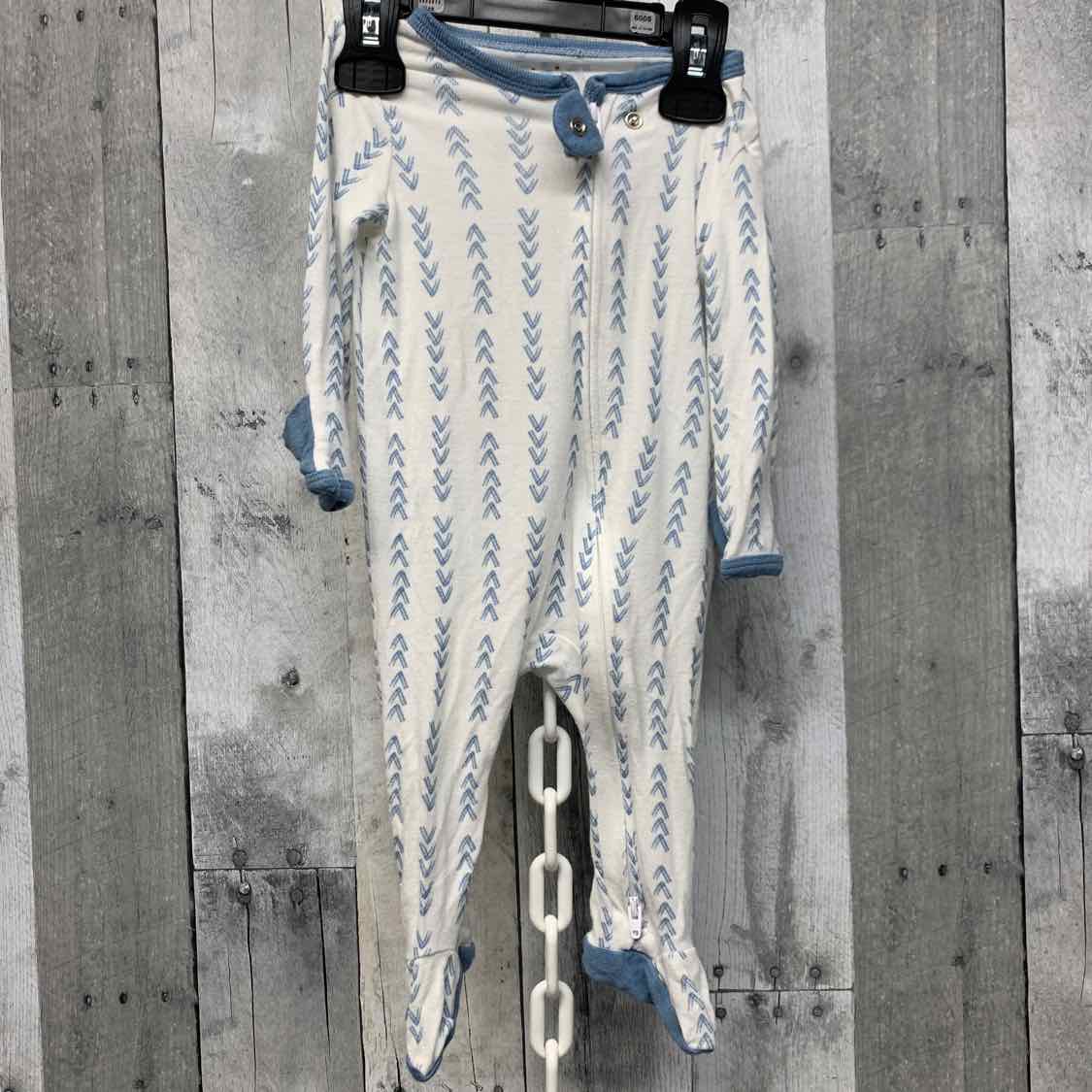 Size 0-3 Months White/Blue Cloud Island Footy PJs