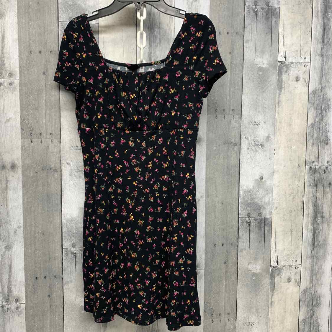 Size 14 Black Floral Print Art Class Dress - Knit