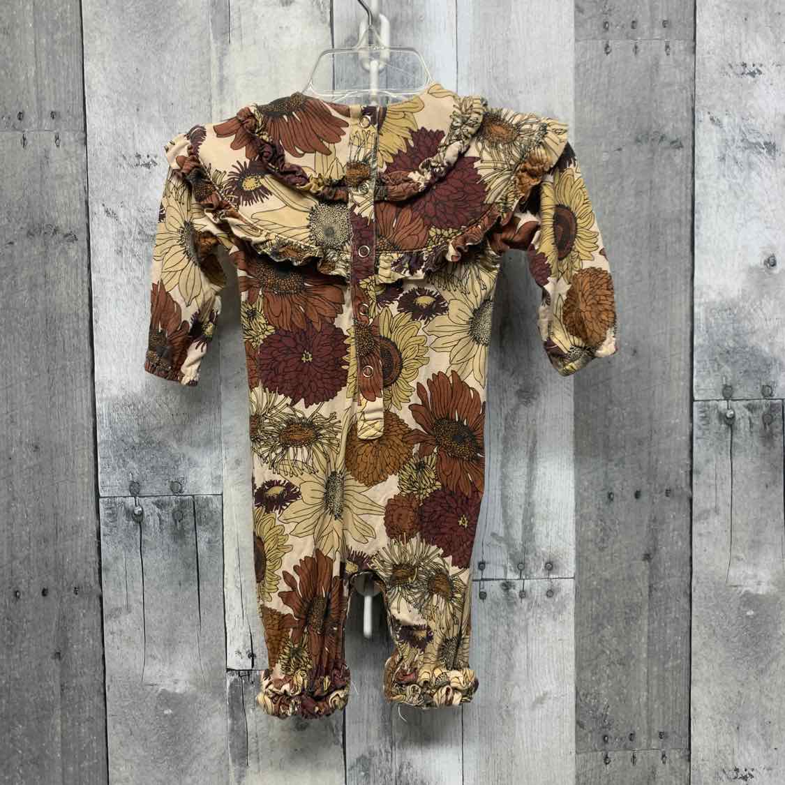 Size 3-6 Months Brown Floral Print Kate Quinn Romper