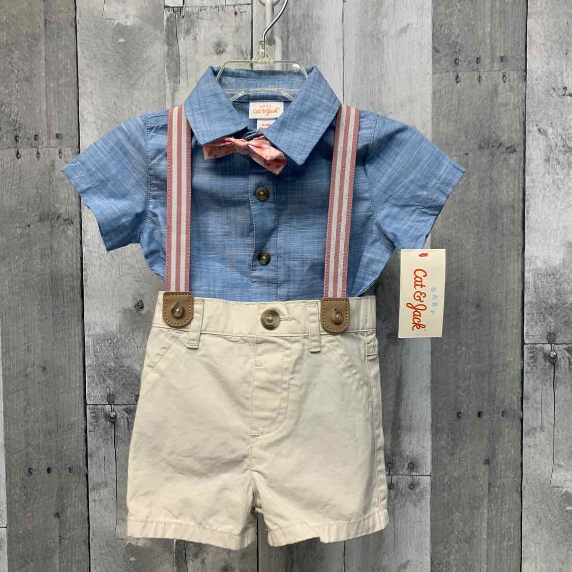 Size 6-9 Months Blue/Tan Cat & Jack Shirt/Shorts - OodlesCB